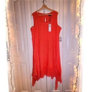 FOR CYNTHIA Orange Linen Blend Dress in Size 1X